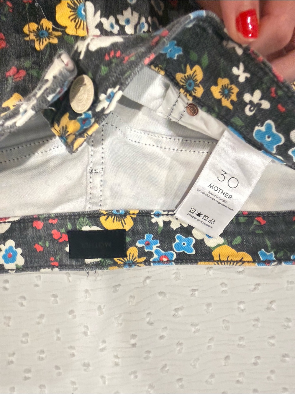 MOTHER high-waisted smokin double ankle jeans Floral Print - Picture 2 of 4
